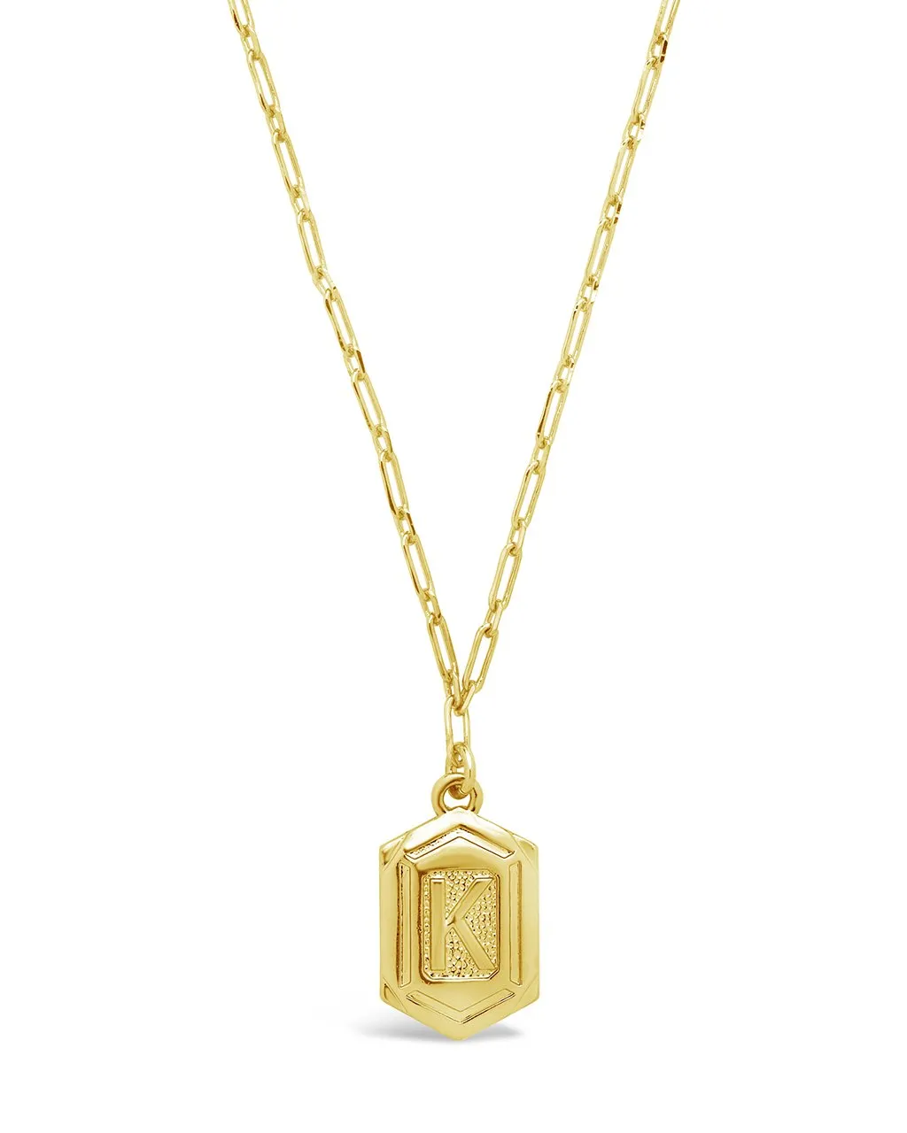 Hexagon Tag Initial Pendant Necklace