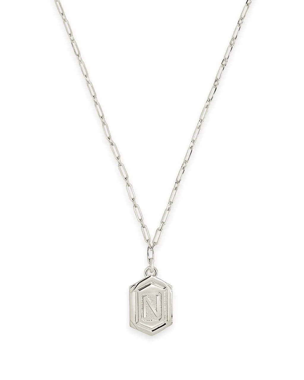 Hexagon Tag Initial Pendant Necklace
