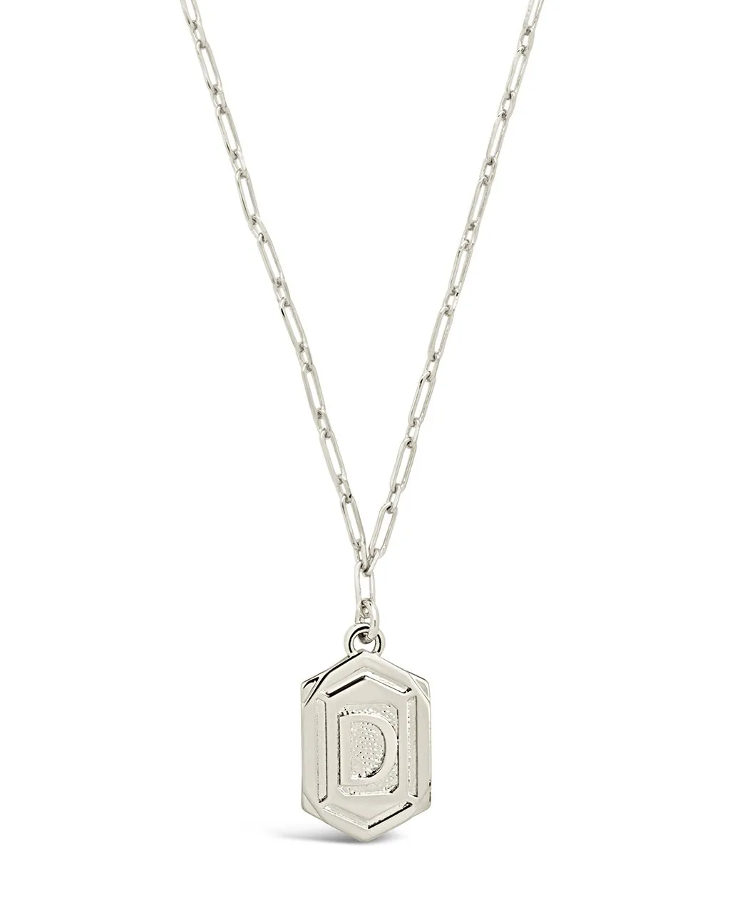 Hexagon Tag Initial Pendant Necklace
