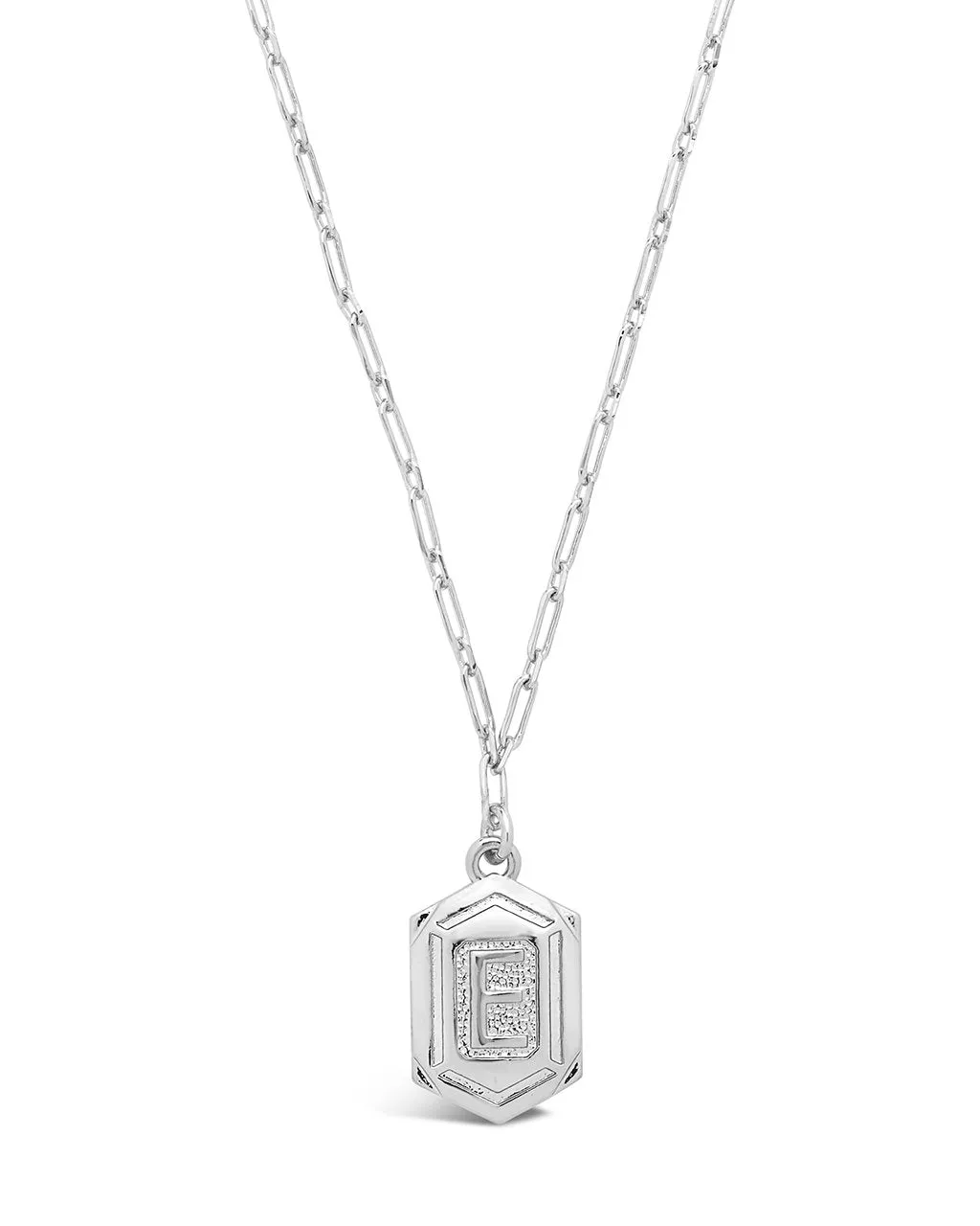 Hexagon Tag Initial Pendant Necklace