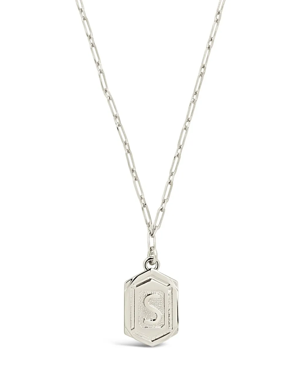Hexagon Tag Initial Pendant Necklace