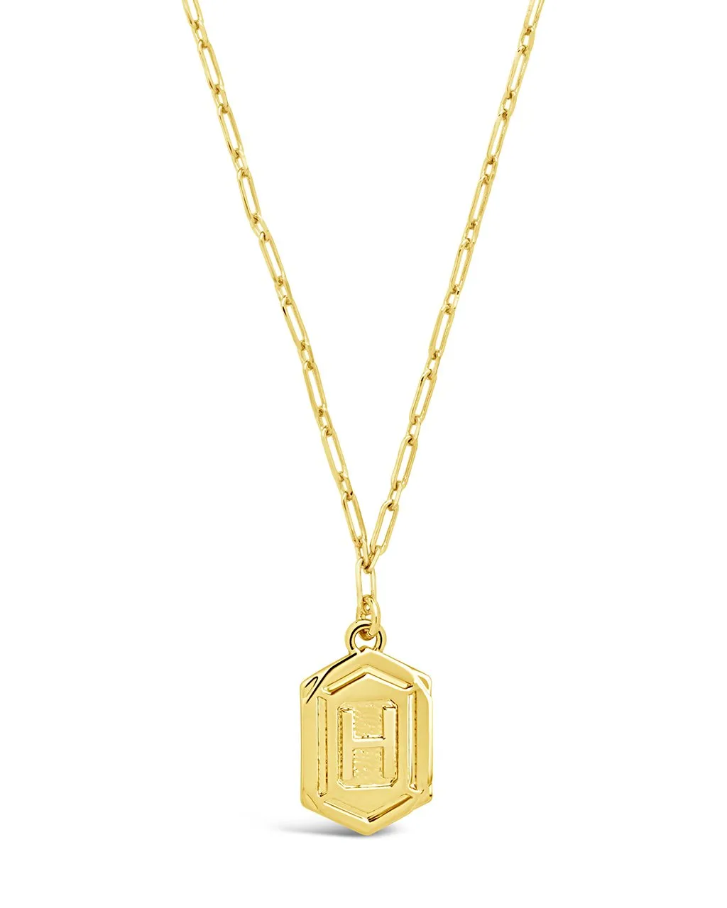 Hexagon Tag Initial Pendant Necklace
