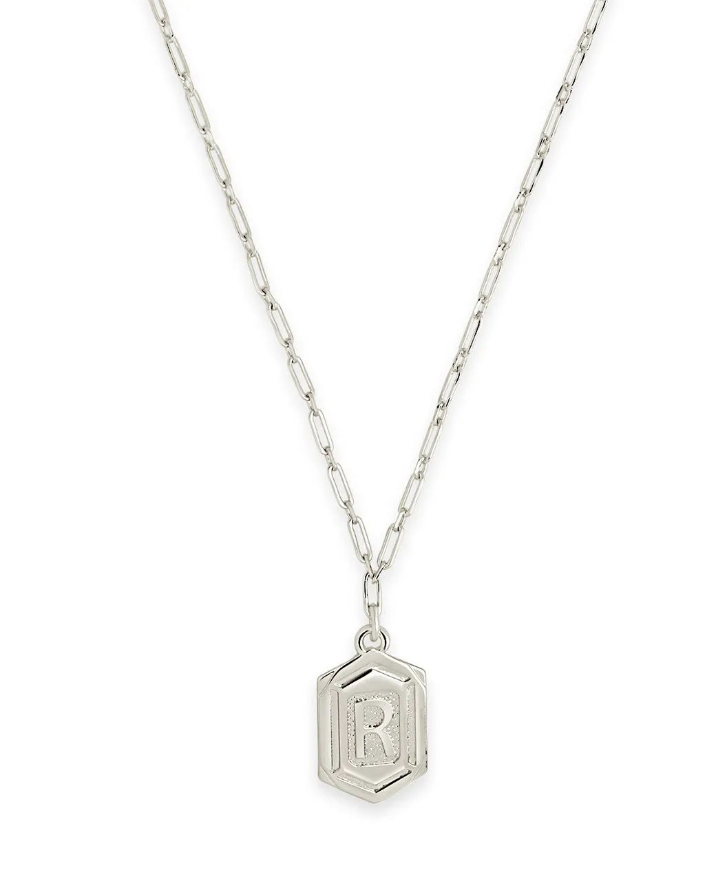 Hexagon Tag Initial Pendant Necklace