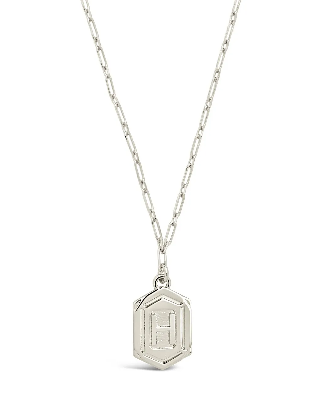 Hexagon Tag Initial Pendant Necklace