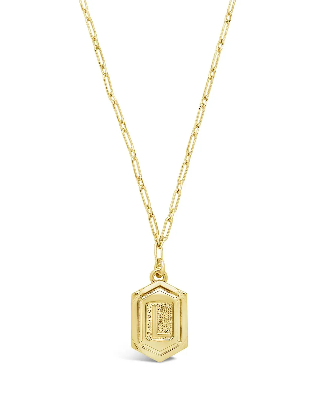 Hexagon Tag Initial Pendant Necklace