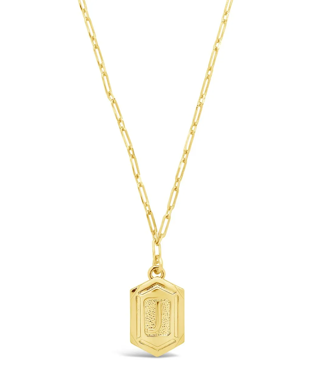 Hexagon Tag Initial Pendant Necklace