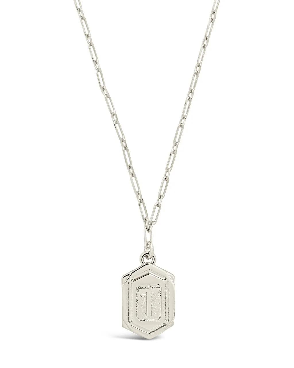 Hexagon Tag Initial Pendant Necklace