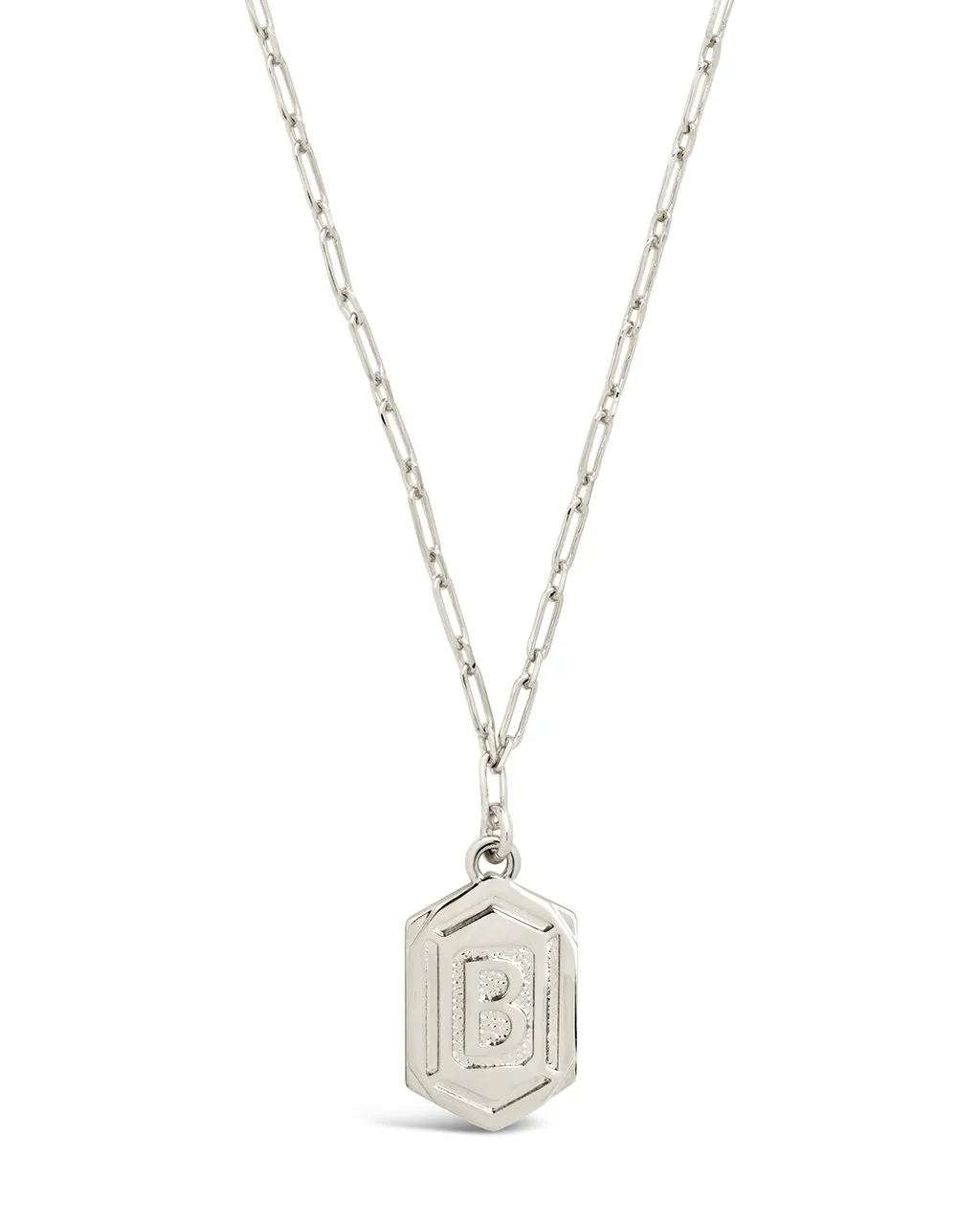 Hexagon Tag Initial Pendant Necklace