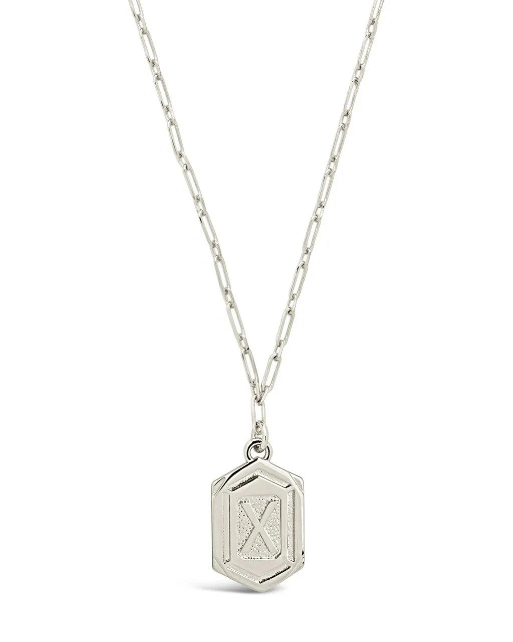 Hexagon Tag Initial Pendant Necklace