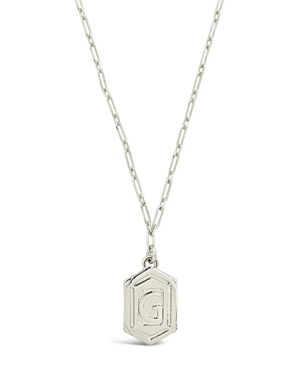 Hexagon Tag Initial Pendant Necklace