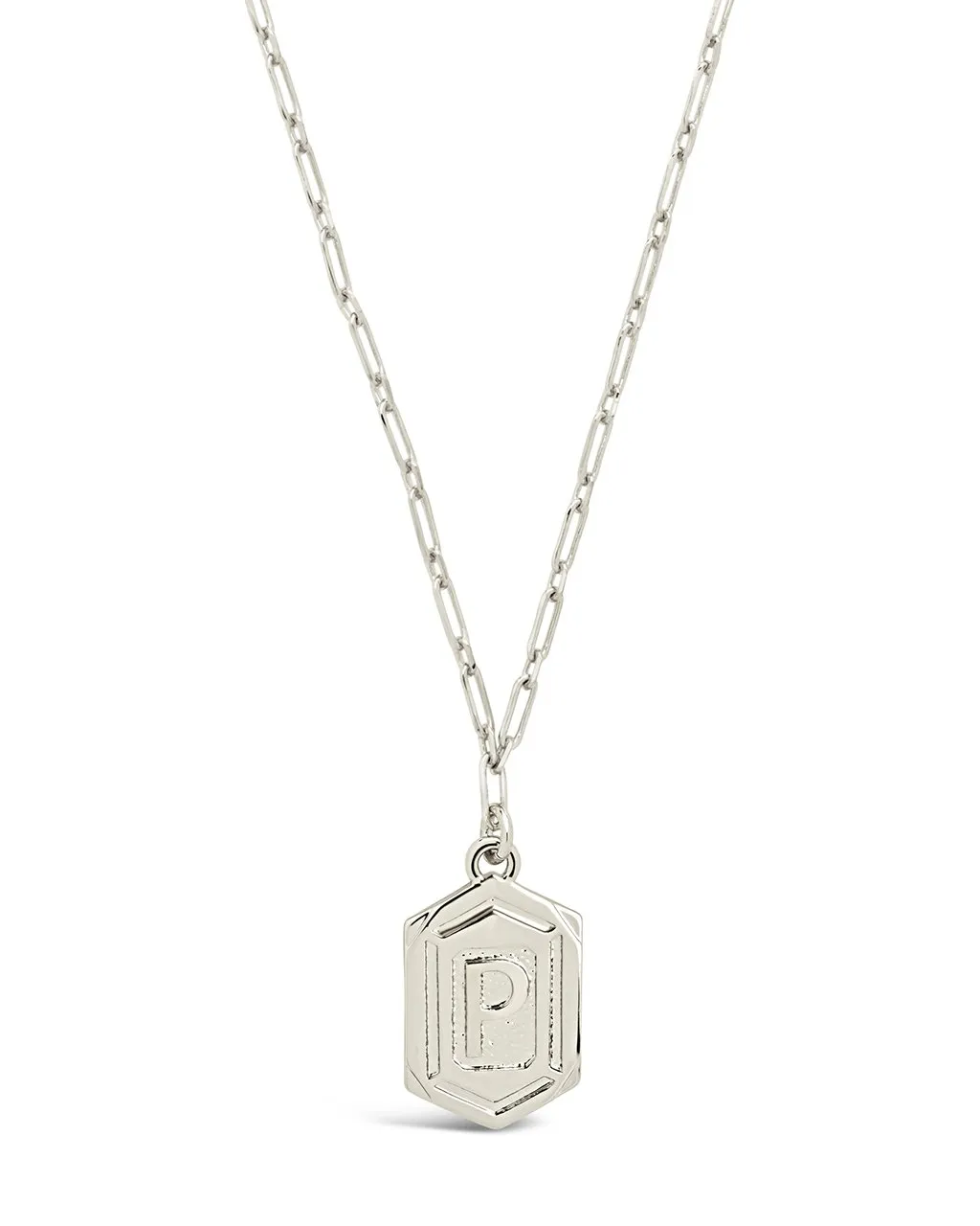 Hexagon Tag Initial Pendant Necklace