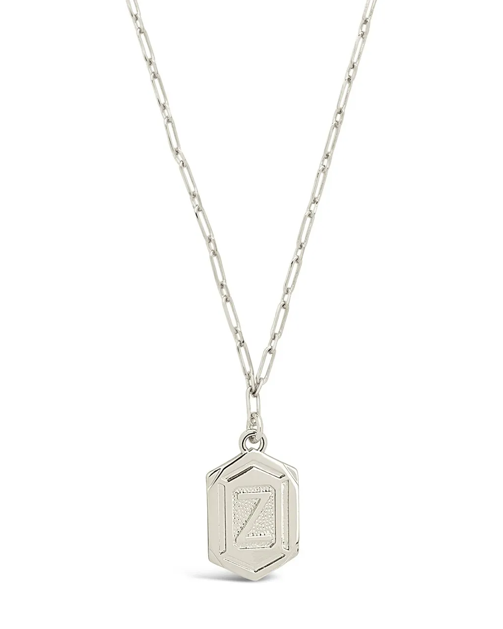 Hexagon Tag Initial Pendant Necklace
