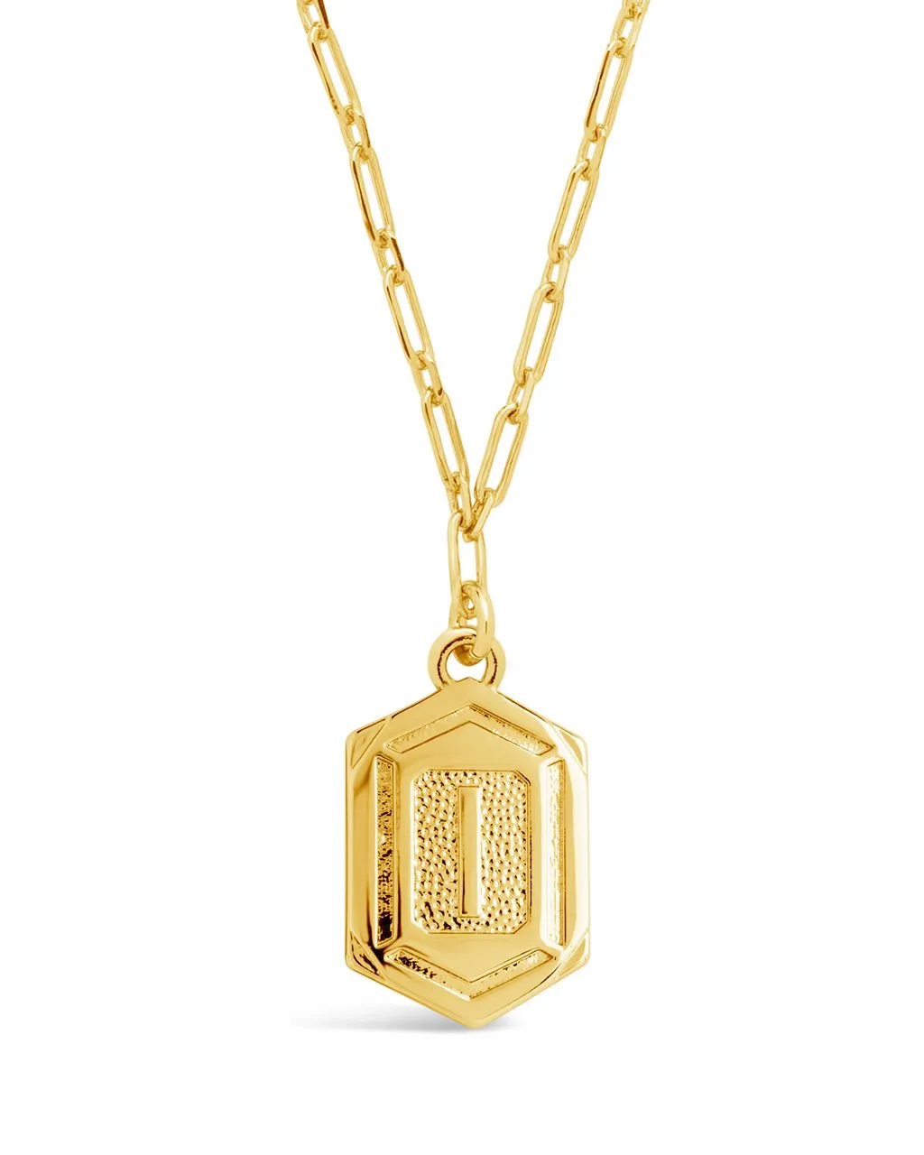 Hexagon Tag Initial Pendant Necklace