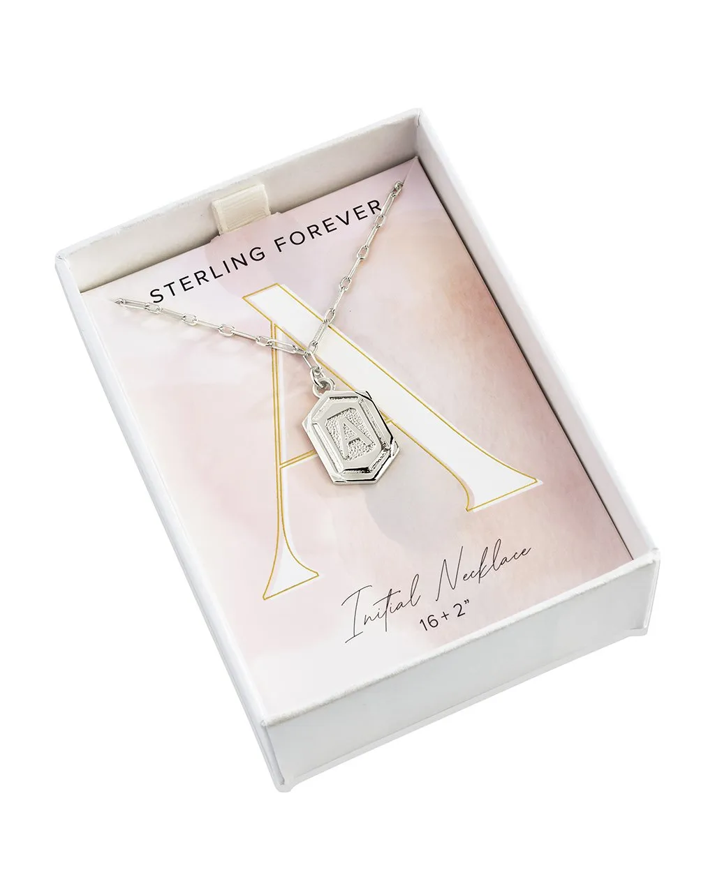 Hexagon Tag Initial Pendant Necklace