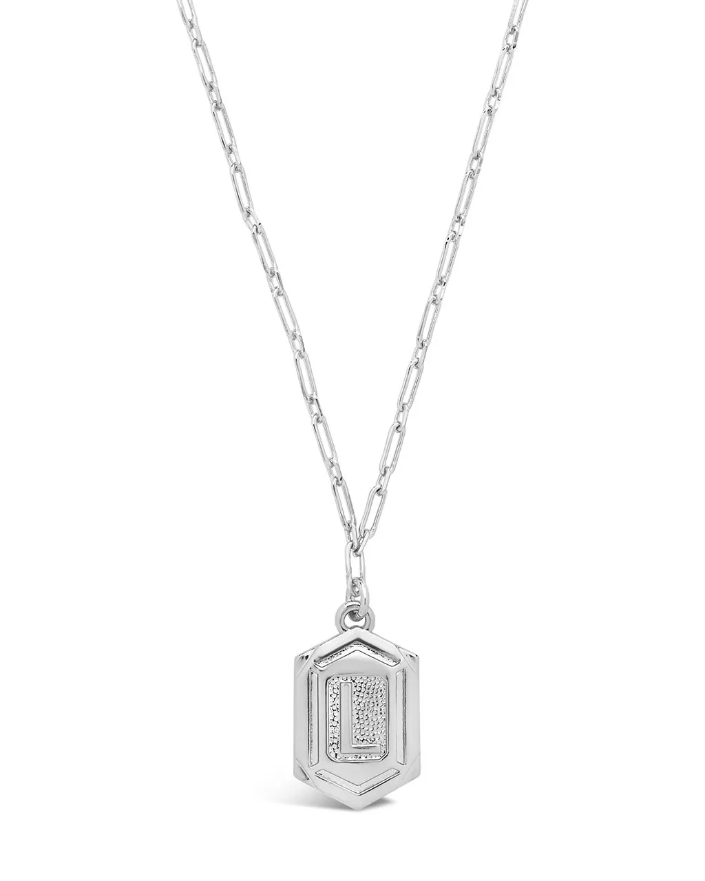 Hexagon Tag Initial Pendant Necklace