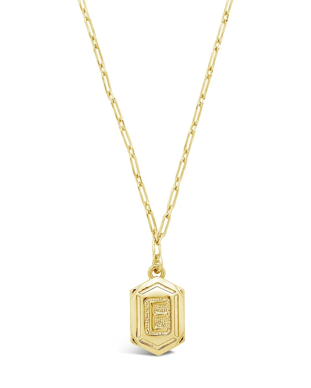 Hexagon Tag Initial Pendant Necklace