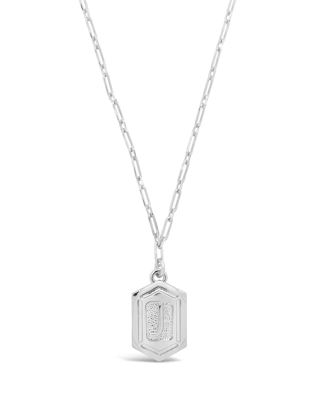 Hexagon Tag Initial Pendant Necklace