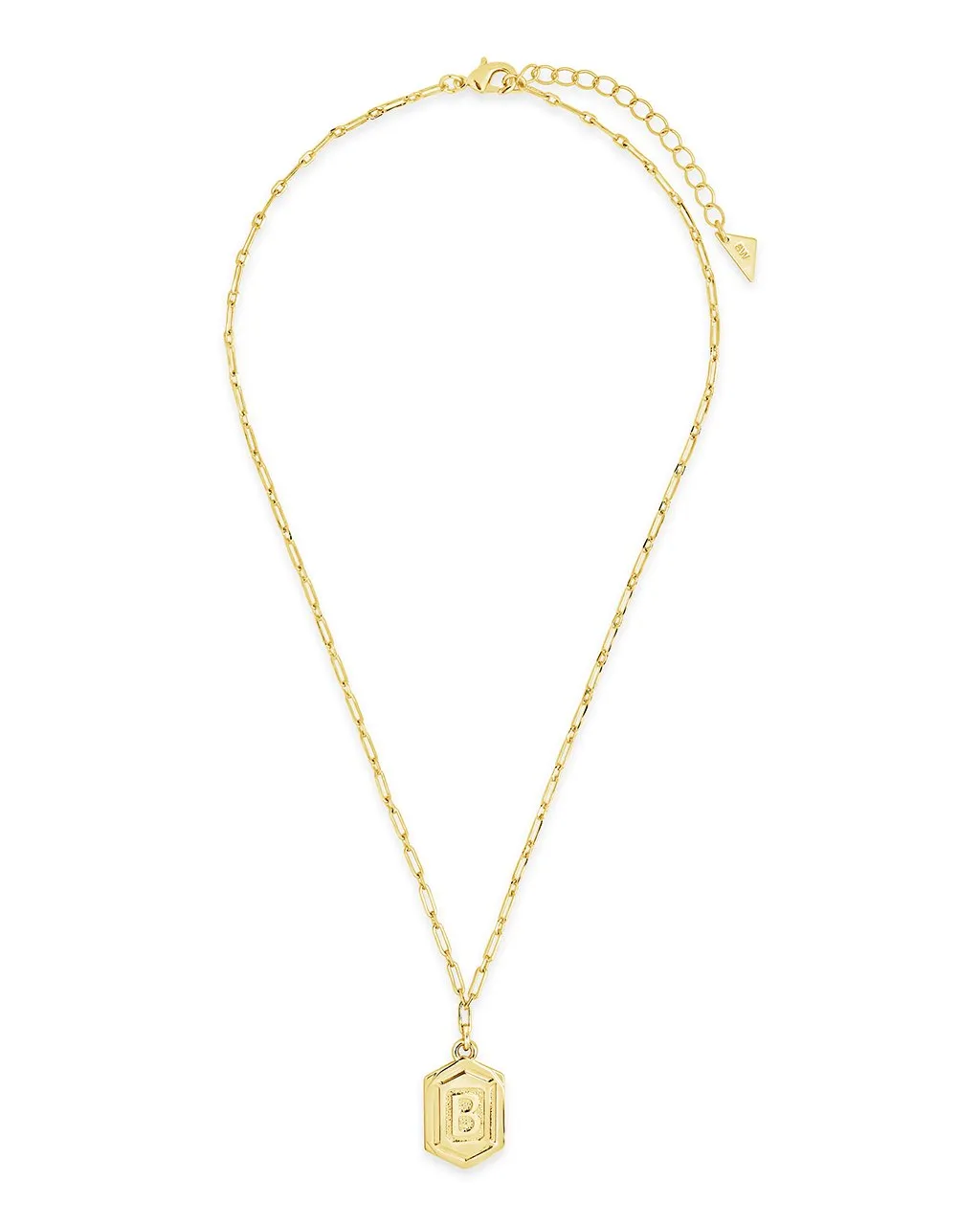 Hexagon Tag Initial Pendant Necklace