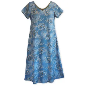 Hibiscus Hideaway Grey Nalani Hawaiian Dress
