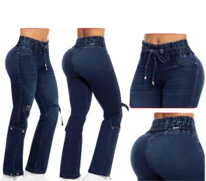 High-Waisted Dark Blue Lift-Up Jeans | Stylish Women's Denim – 905812 (C24)