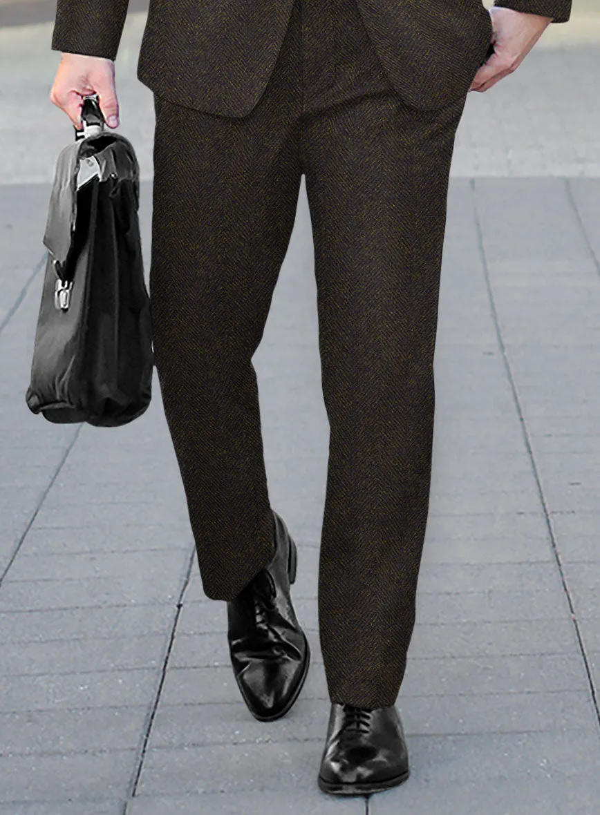 Highlander Heavy Dark Brown Herringbone Tweed Pants