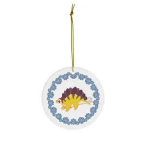 Holiday Stegosaurus - Ceramic Ornament - Snowflake Edition