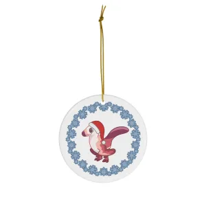 Holiday Velociraptor - Ceramic Ornament - Snowflake Edition