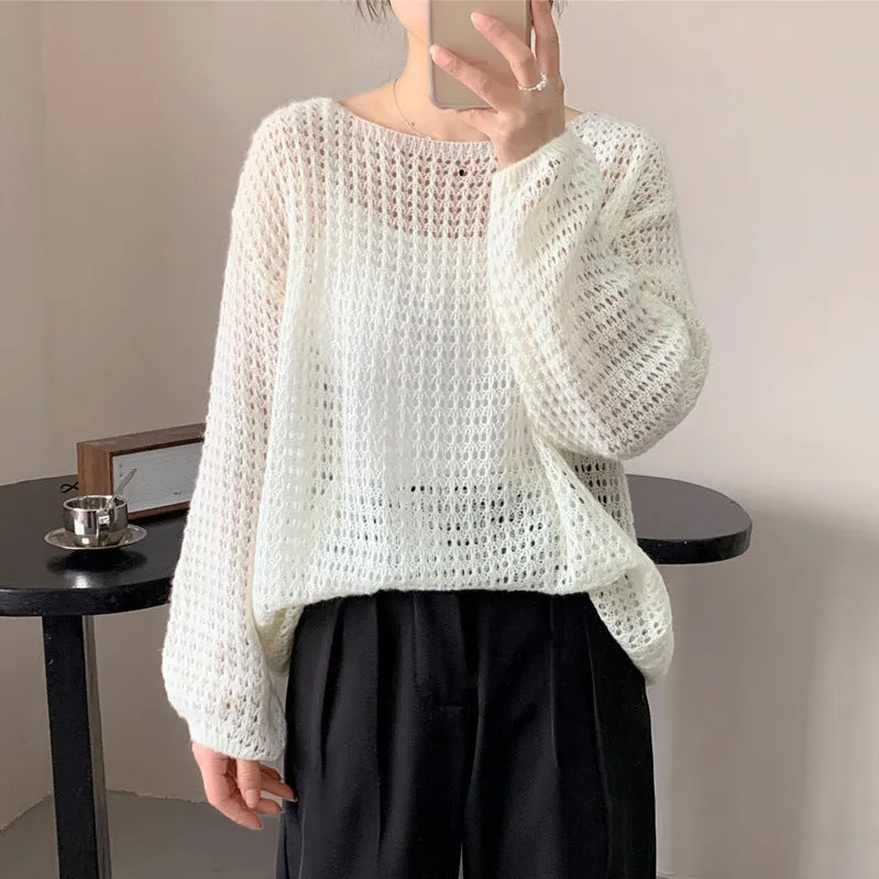 Hollow-out Long-sleeved Sweater