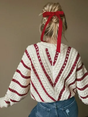 Holly Berry Crochet Knit Crop Sweater
