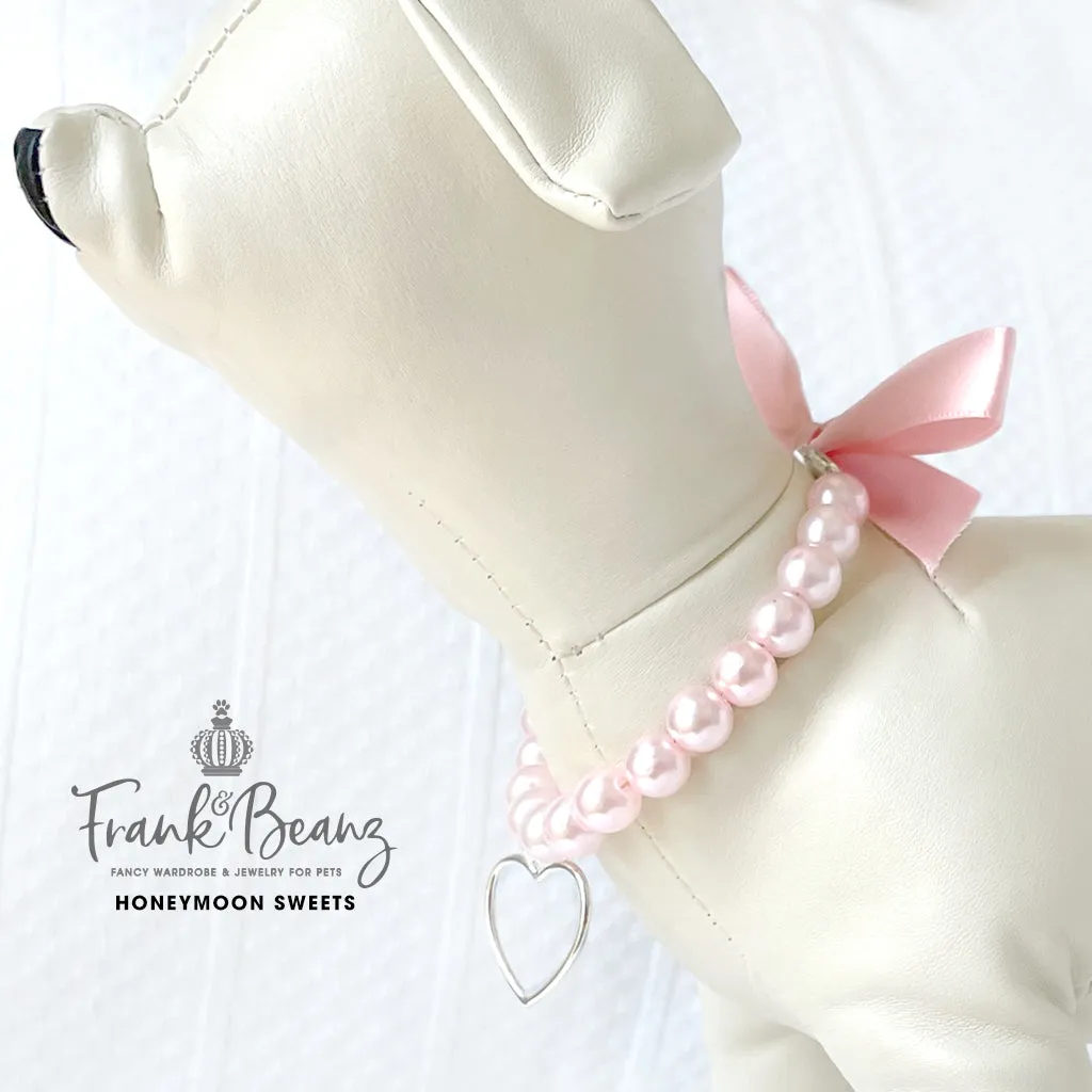 Honeymoon Sweets Pearl Heart Dog Necklace Luxury Pet Jewelry
