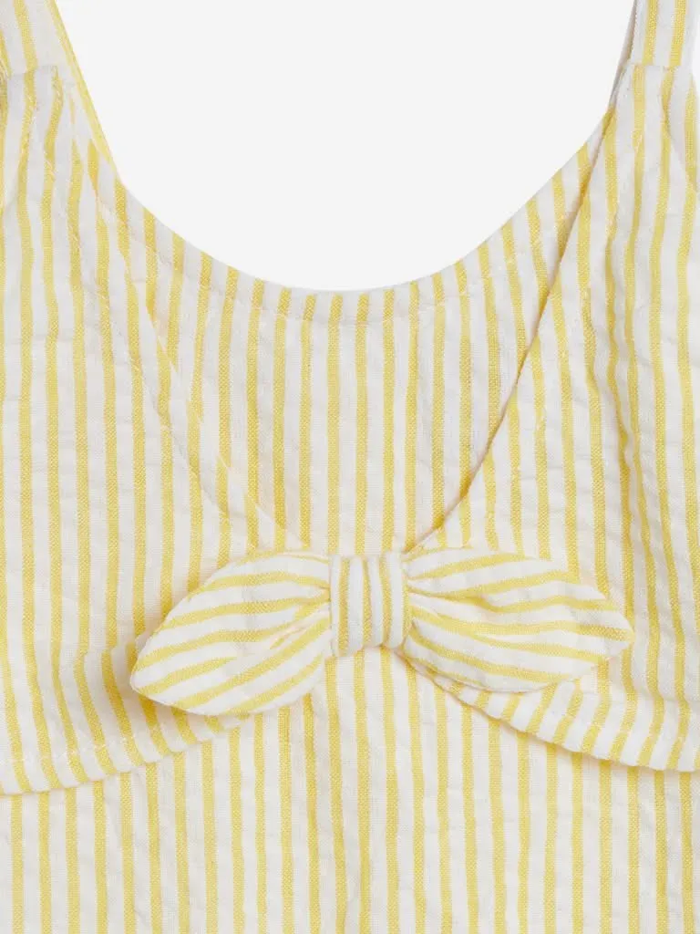 HOP Baby Yellow Striped Bow Design Top