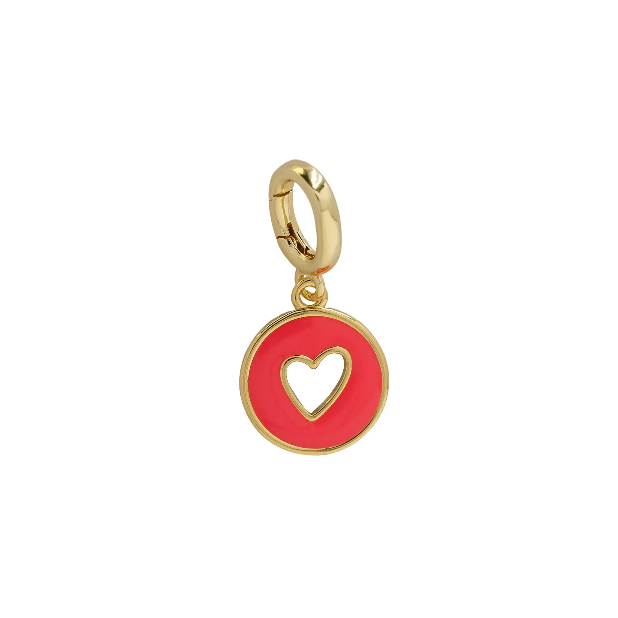 Hot Pink Circle Cutout Heart Charm