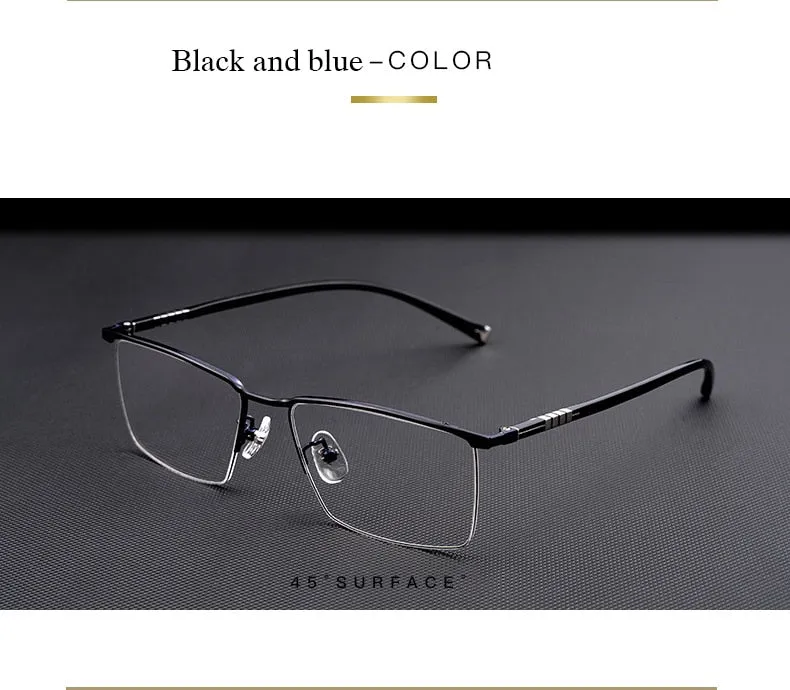 Hotochki Men's Semi Rim Titanium Frame Eyeglasses P9861