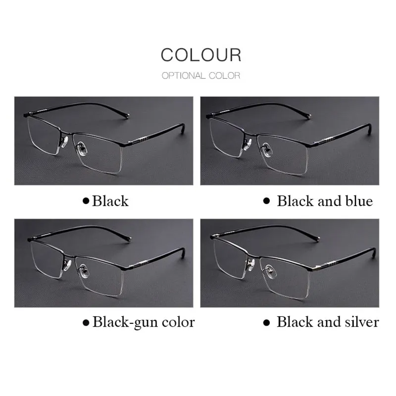 Hotochki Men's Semi Rim Titanium Frame Eyeglasses P9861