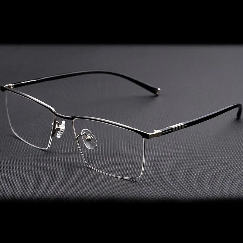 Hotochki Men's Semi Rim Titanium Frame Eyeglasses P9861