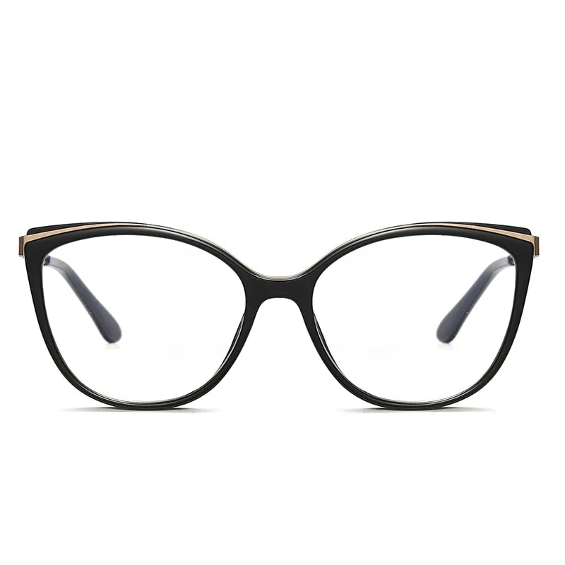 Hotochki Women's Full Rim Cat Eye Alloy Acetate Frame Eyeglasses 2052