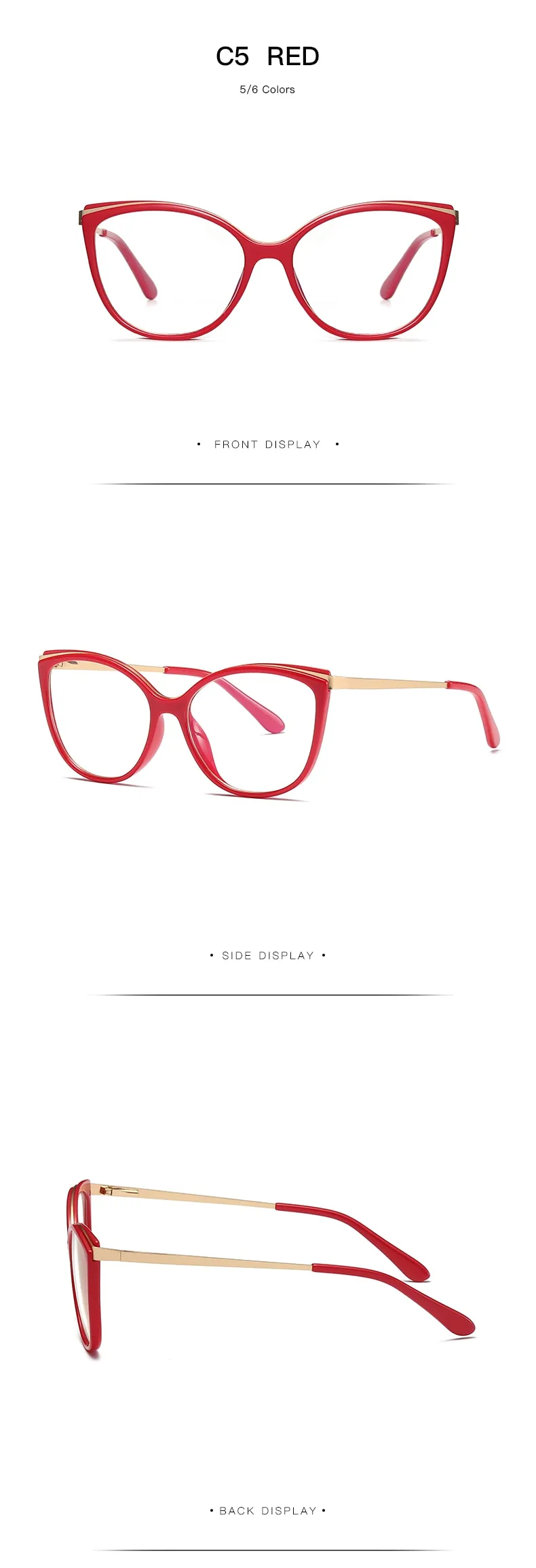 Hotochki Women's Full Rim Cat Eye Alloy Acetate Frame Eyeglasses 2052