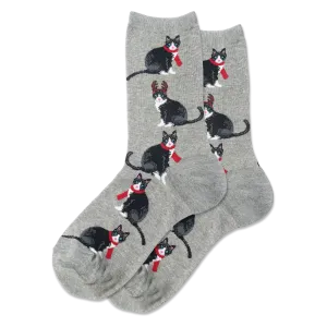 HOTSOX Women's Reindeer Cat Crew Socks