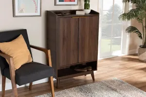Houston Walnut Brown Finished 5-Shelf Wood Entryway Shoe Cabinet