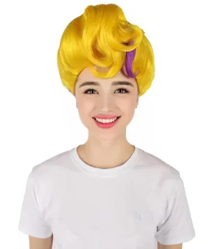 HPO Adult Women's Yellow & Purple Two Tone Wig, Perfect for Cosplay, Flame-retardant Synthetic Fiber