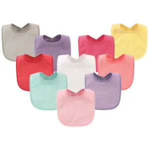 Hudson Baby Drooler Bib with Waterproof Lining, Pink