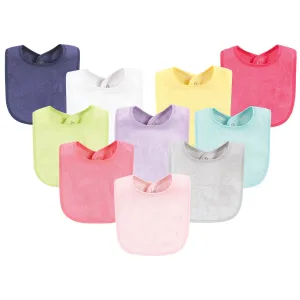 Hudson Baby Rayon from Bamboo Bib with Waterproof Lining 10pk, Pink Yellow