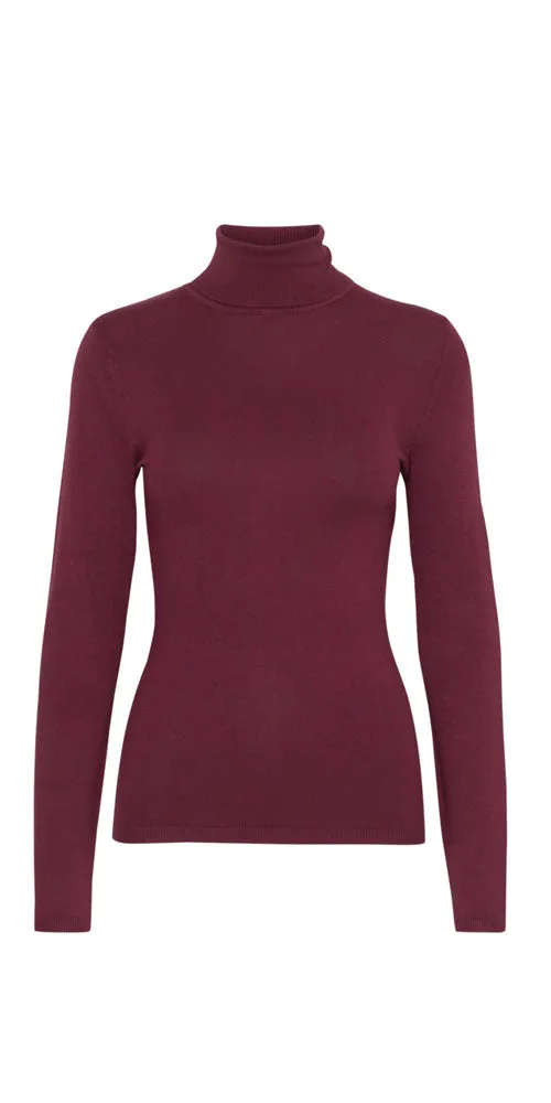 Ichi Fine Knit Turtleneck, wine