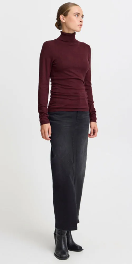 Ichi Fine Knit Turtleneck, wine