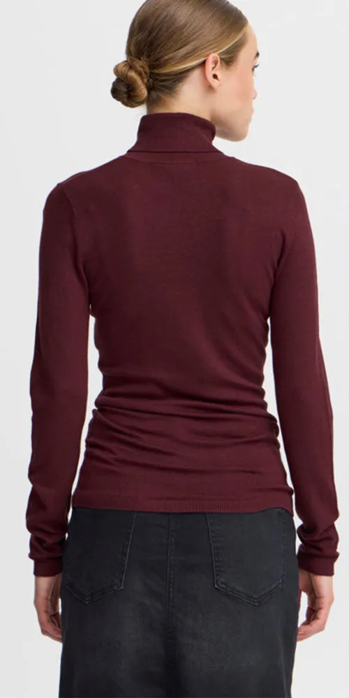Ichi Fine Knit Turtleneck, wine