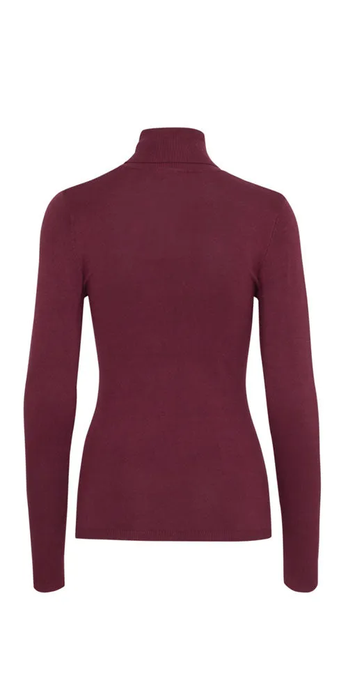 Ichi Fine Knit Turtleneck, wine