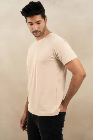 Ignite Beige Crew Neck Tshirt For Men