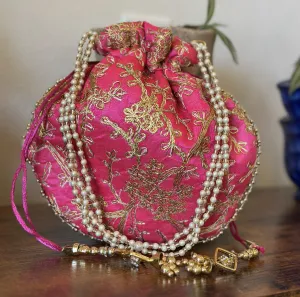 Indian Silk Potli Drawstring Bag