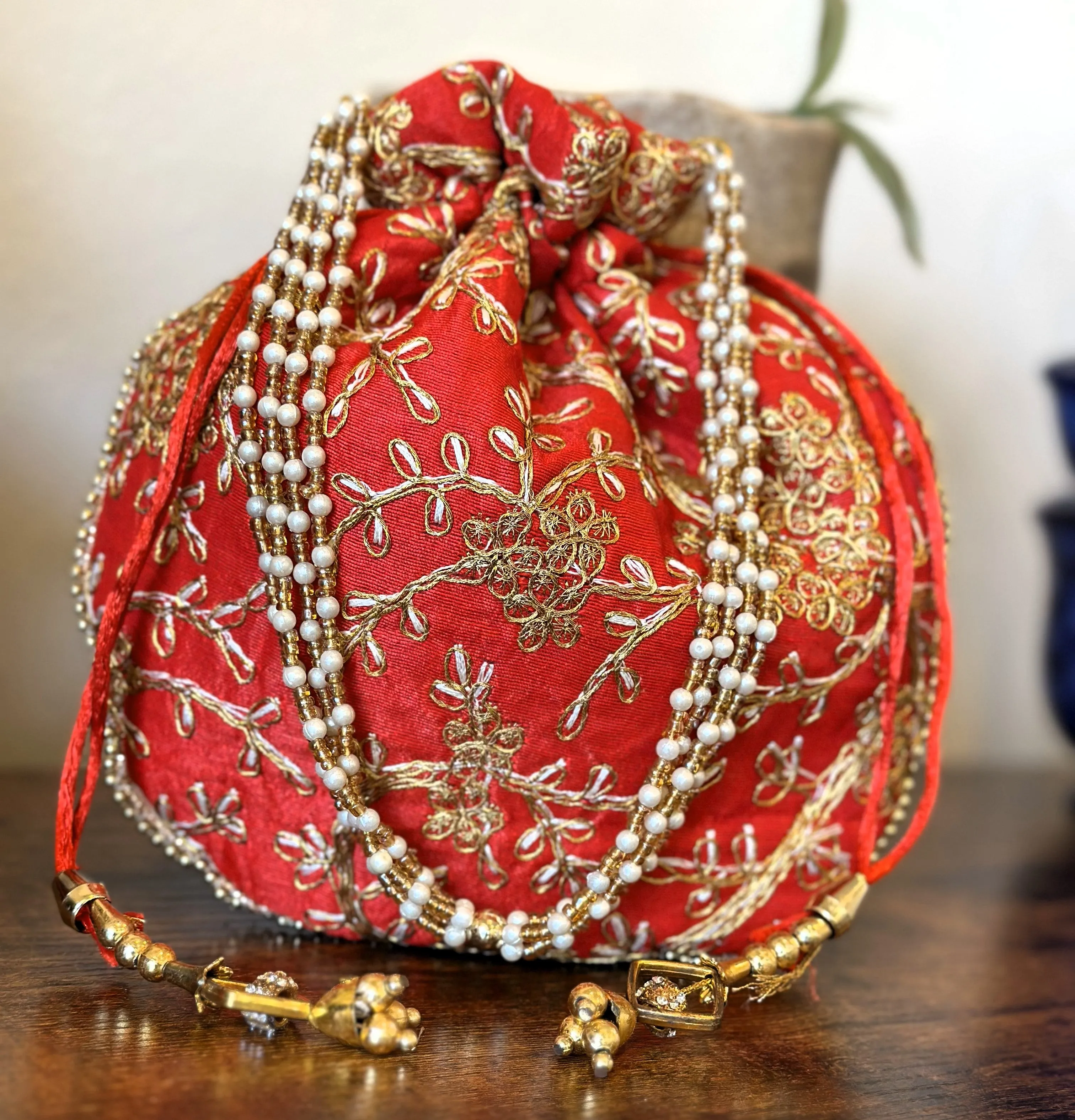 Indian Silk Potli Drawstring Bag