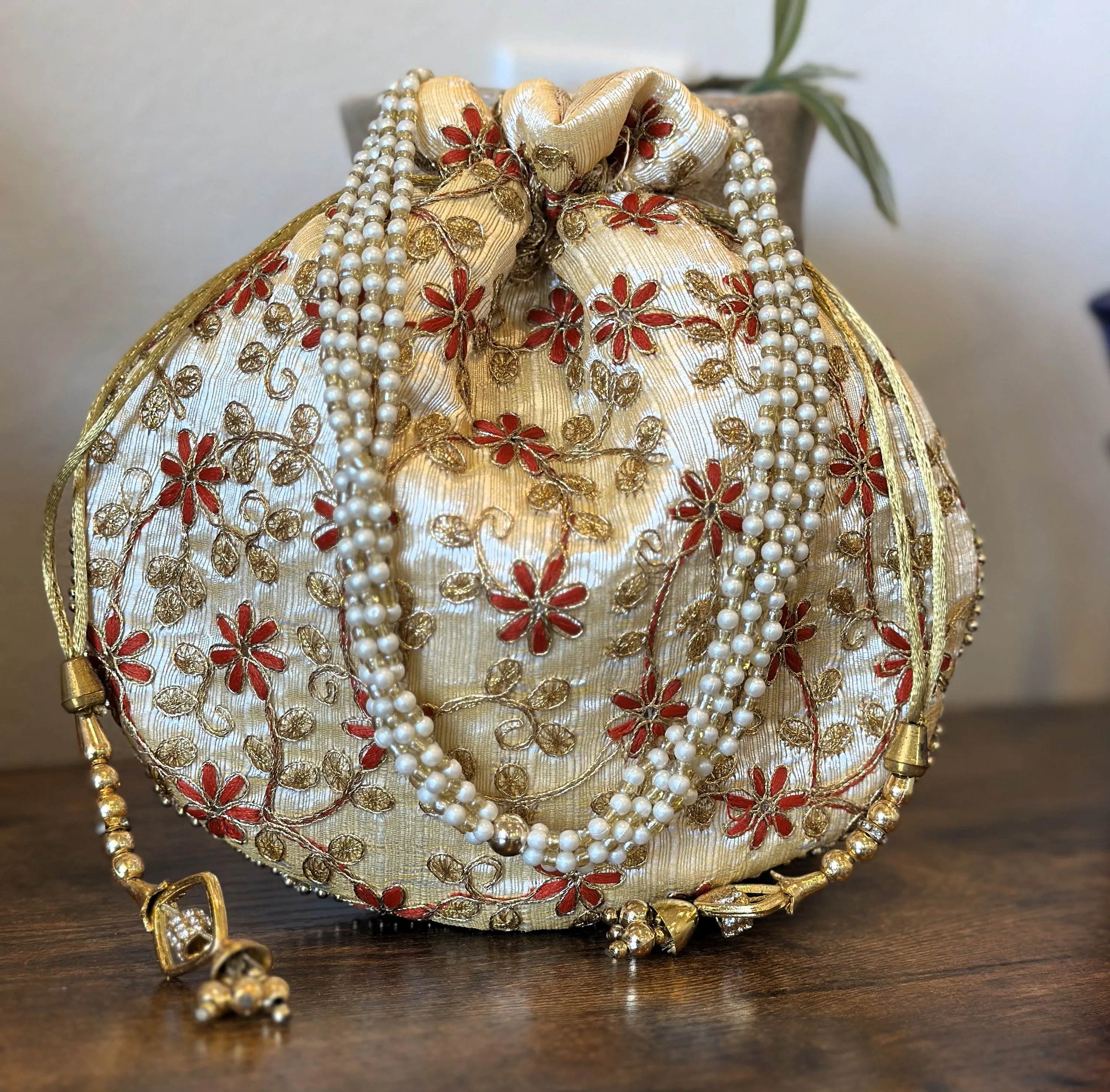 Indian Silk Potli Drawstring Bag